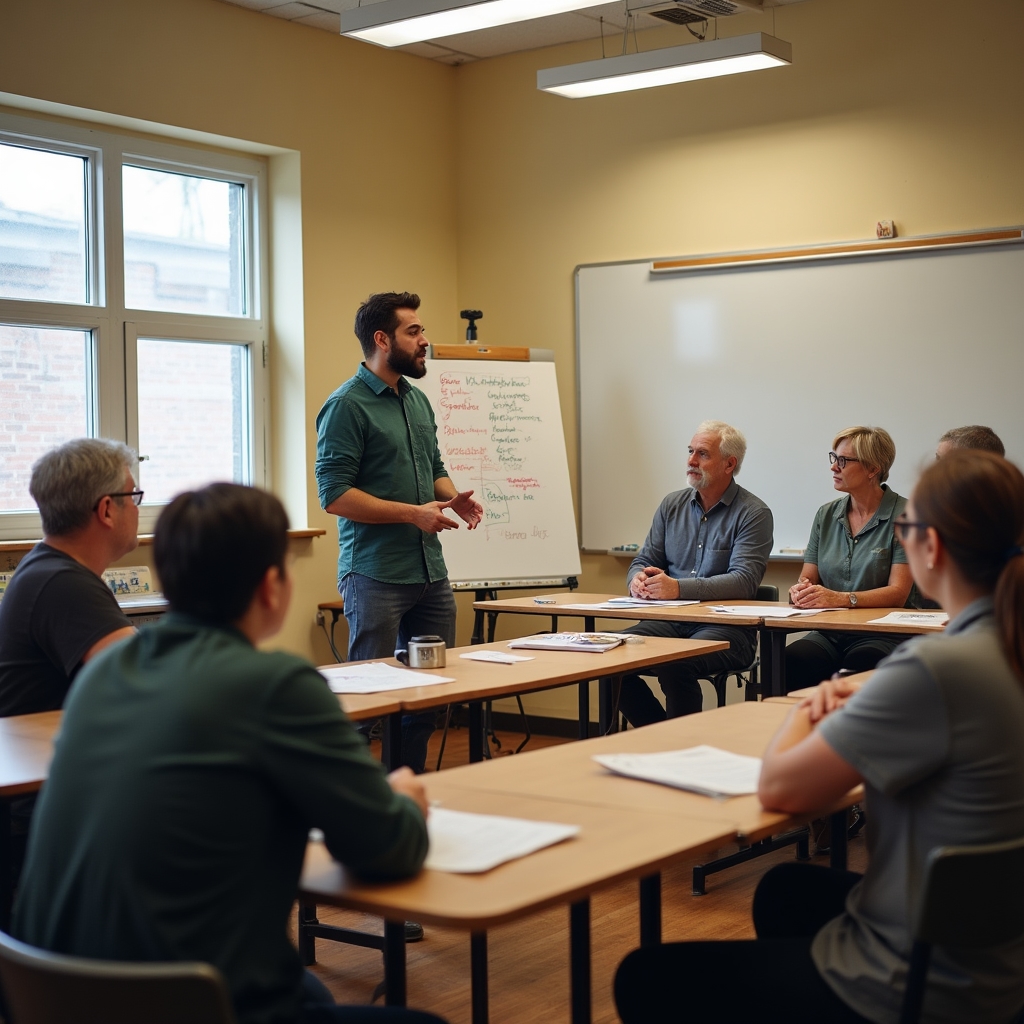 Group of cooperative members participating in an educational workshop about governance and documentation